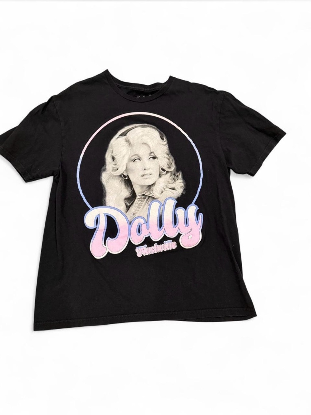 MAD Engine Black Tee with Pink & Blue Dolly Graphic